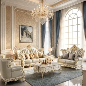 Luxury Modern Genuine Leather Sofa Set Adjustable Headrest Custom Size for Living Room Hotel Villa Boutique Hotel Showroom