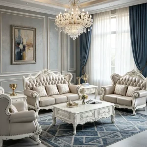 Luxury Modern Genuine Leather Sofa Set Adjustable Headrest Custom Size for Living Room Hotel Villa Boutique Hotel Showroom