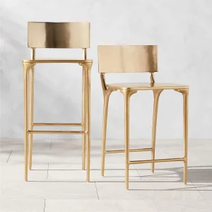 Luxury Modern Gold Metal Bar Stool with Stainless Steel Frame Eco Friendly Durable Home Dining Event Wedding Chairs