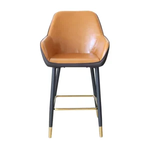 Luxury Modern Home Restaurant Kitchen Metal Bar Chair Metal Frame Leather Counter Height Bar Chair
