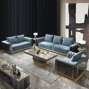 Luxury Modern Hotel Lobby Leather Convertible Sectional 3+2+1 Seat Sofa Set for Apartment Living Room High End Accent Sofa
