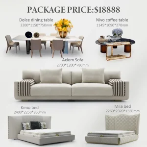 Luxury Modern Italian Style Home Furniture Set Including Sofa Dining Table Coffee Table and Beds for Villa Decoration