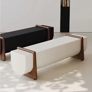 Luxury Modern Italian Style Minimalist Wooden Long Stool Tea Room Leisure Stool Hotel Sales Office Shopping Mall Leisure Bench