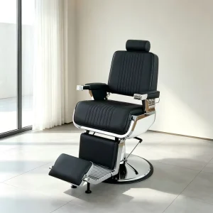 Luxury Modern Leather Barber Chair Professional Hydraulic Reclining Salon Chair 360 Degree Rotation Height Adjustable Gold Hotel