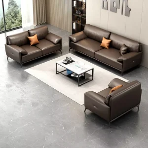 Luxury Modern Leather Office Sofa Set Commercial and Home Use Small Space Corner Sofa for Apartment and Office