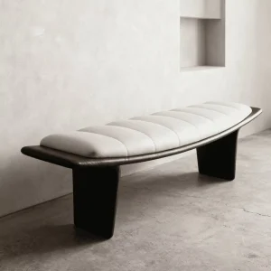 Luxury Modern Leather Upholstered Bench with Solid Wood Frame for Bedroom Living Room Apartment Hotel Villa Use