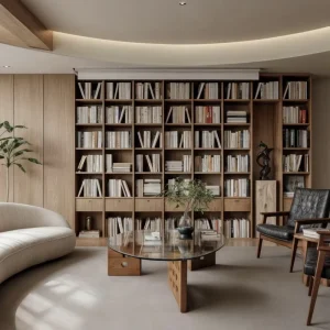 Luxury Modern Led lit Wood Built in Bookshelf Custom Furniture Set for Living Room Home Office School Wardrobes