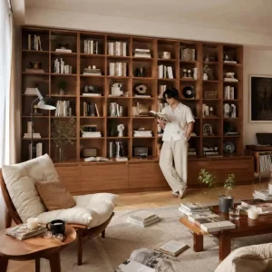 Luxury Modern Minimalist Eco Friendly Space Saving Custom Wooden Bookcase Large Storage Bookshelf Library Wall Living Hotel