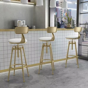 Luxury Modern Minimalist Gold Swivel Bar Stool Chairs for Home Hotel Living Room Kitchen Casual Coffee Shop