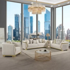 Luxury Modern Modular Chesterfield Hotel Furniture Set Fabric Tufted Stainless Steel Legs Corner Sofa Set