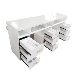 Luxury Modern Nails Table Salon Manicure Furniture Marble Nail Desks and Chairs Sets with Dust Collector and Led Light
