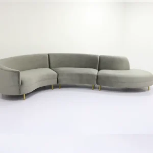 Luxury Modern Nordic Furniture Commercial Lounge Fabric Velvet Curved Sofa for Hotel Lobby Wedding Party