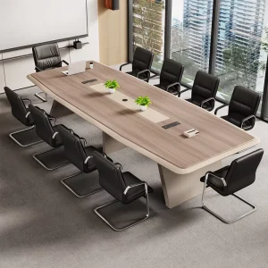 Luxury Modern Office Furniture 10-Person Wooden Meeting Desk Contemporary Conference Table Set for Meeting Rooms