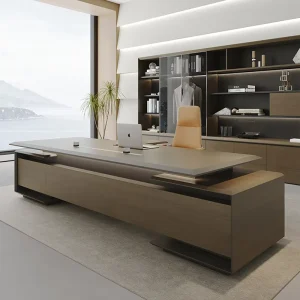 Luxury Modern Office Furniture Set L Shaped Wooden Executive Desk and Chair Combo CEO Boss Table