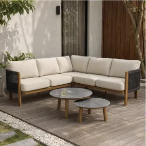 Luxury Modern Outdoor Hotel Patio Furniture Waterproof Couch Sofa Garden Sofa Set with Rope Armrest