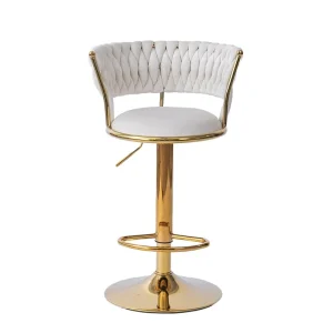 Luxury Modern PU Material Adjustable Height Swivel Bar Stools Steady Steel Frame Lightweight for Dining Living Room Home Use