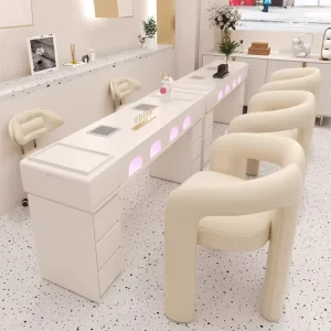 Luxury Modern Professional Nail Salon Furniture Sets Manicure Table Desk with Marble Top Comfortable Manicure Chairs