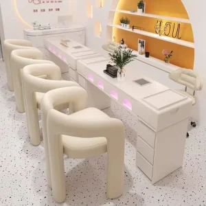 Luxury Modern Professional Nail Salon Furniture Sets Manicure Table Desk with Marble Top Comfortable Manicure Chairs
