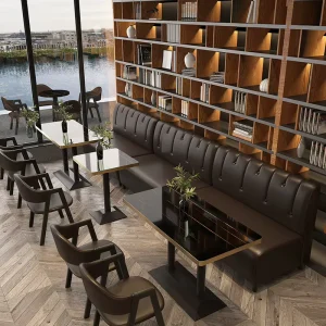 Luxury Modern Restaurant Furniture Chair Table Sets Factory Custom High-end Soft Booth Wood Leather Design Dining Hotel