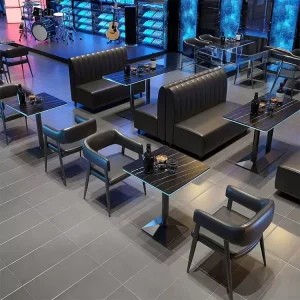 Luxury Modern Restaurant Furniture Sofa Bar Booth Cafe Table Chair Set Hotel Dining Commercial Use Durable BT397