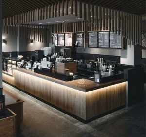 Luxury Modern Restaurant Hotel Bar Counter with LED Lights Customizable Commercial Furniture for Mall Use