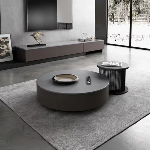 Luxury Modern Round Coffee Table Set Wooden Panel Design Customizable for Home and Hotel Use