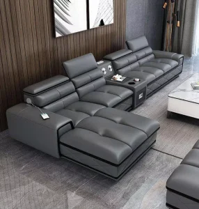 Luxury Modern Sectional Sofa Set Charging Speaker Chenille Cover Eco Friendly Durable Design Easy Clean Modular Furniture Hotel