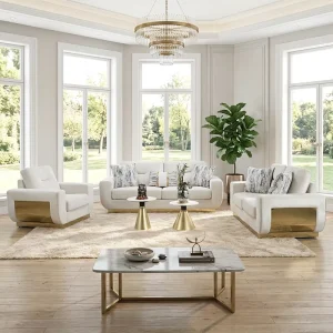 Luxury Modern Sofa Set Comfortable Stainless Steel Velvet Couch for Living Room Home or Hotel
