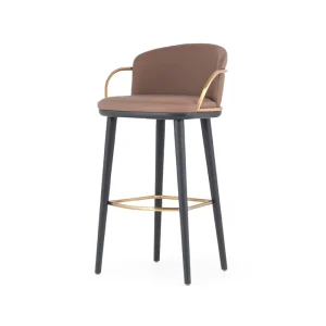 Luxury Modern Sophisticated Gold Curved Back Swivel Bar Stool New Promotional Item for Living Room and Bedroom