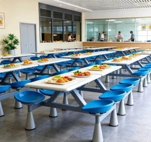 Luxury Modern Stainless Steel Restaurant School Cafeteria Dining Table and Chairs Set