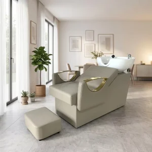 Luxury Modern Stainless Steel Wood Durable Beauty Salon Barber Shop Equipment Massage Shampoo Chair Bed Back Washing Unit Basin