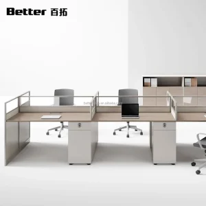 Luxury Modern Standard Size Office Workstation Cubicle for 2 Persons Wood Frame Modular Durable Eco Friendly School Hospital Use