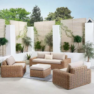 Luxury Modern Style PE Rattan Wicker Furniture Set Outdoor Terrace Chair & Sofa for Hotel Patio Villa or Exterior Leisure