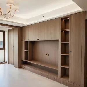 Luxury Modern TV Cabinet for Living Room Apartment Customized TV Stand High Gloss Finish Media Console with LED Light