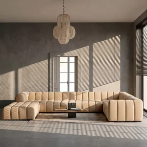 Luxury Modern Tufted Sectional Sofa for Apartment Suitable Fabric Couch for Mall Hotel Family Space