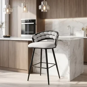 Luxury Modern Velvet Upholstered Bar Stools with Backrests for Kitchen Living Room
