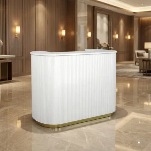 Luxury Modern Wood Nail Cabinet and Table Salon with Manicure Nail Bar Reception Desk for Mall Use MDF Frame
