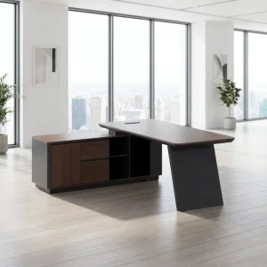 Luxury Modern Wooden Boss Desk Manager Office Extendable Modular Digital Lock Cable Management Sleek Executive