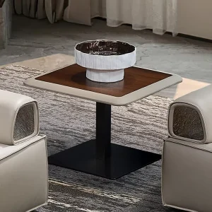Luxury Modern Wooden Metal Leather Mini Coffee Tables Small Square Corner Coffee Table for Office Home