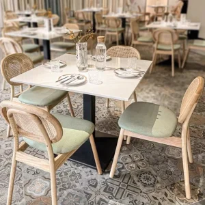 Luxury Modern square Coffee Shop Marble Rattan Leather Restaurant Sofa Bench Furniture Booth Seating Design Chair and Table