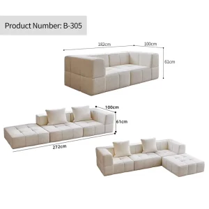 Luxury Modular Contemporary Sectional Compression Sofa Vacuum Packaging Customizable Fabric Foam L Shaped Design for Living Room