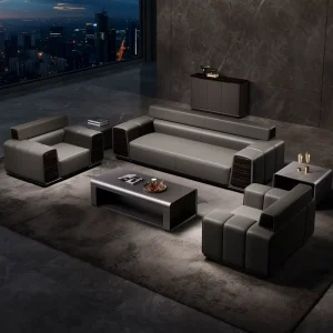 Luxury Modular Office Sofas Modern Administrative Design Italian Style Office Furniture Sofa Genuine Leather Sofa Set Furniture