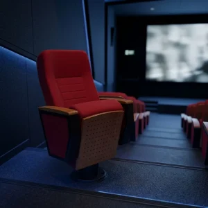 Luxury Movie Theater Chairs Foldable Auditorium Seats Church Lecture Hall Seating With Cup Holder Wooden Armrest