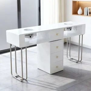 Luxury Nail Table with Storage Socket Modern Design Wood Nail Desk for Manicure Beauty Nail Salon Use Durable Eco Friendly