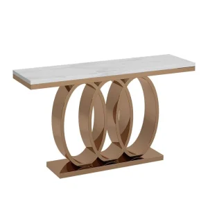 Luxury Natural Marble Top Console Table Modern Gold Stainless Steel Base Entryway Table Marble Hallway Furniture for Villa Hotel