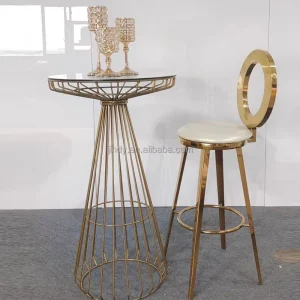 Luxury Nightclub Banquet Stainless Steel Dining Table Tall Hotel Wedding Dining Round Bar Cocktail Table