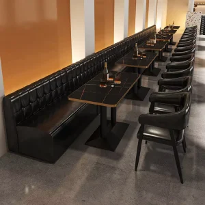 Luxury Nightclub Bar Furniture Leather Booth Seating Set Custom Size Restaurant Long Bench Sofa Modern Pub Dining Table Chairs