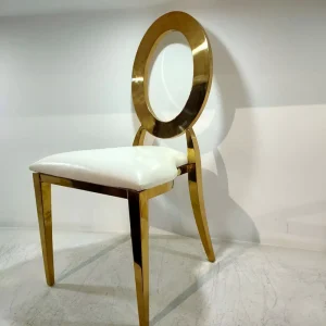 Luxury Nordic Wedding Event Party Hotel Dining Gold Stainless Steel Metal Frame Dining Chair With Covers