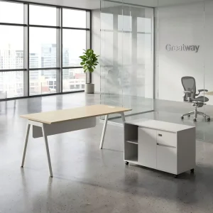 Luxury Office Furniture Modern CEO Office Desk Executive L Shape Office Table with Mobile Storage Cabinet