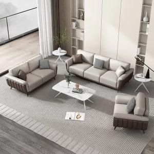 Luxury Office Sofa with Coffee Table Set Office Room Furniture Synthetic Leather Sofa Modular Modern